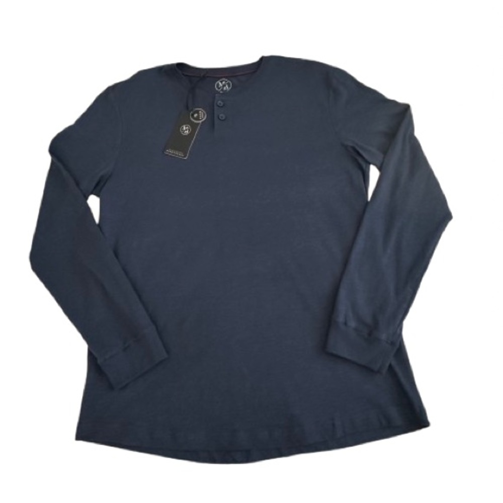 Essentials Michael Brandon Men's M Navy Blue Long Sleeve Cotton Jersey Tee Shirt